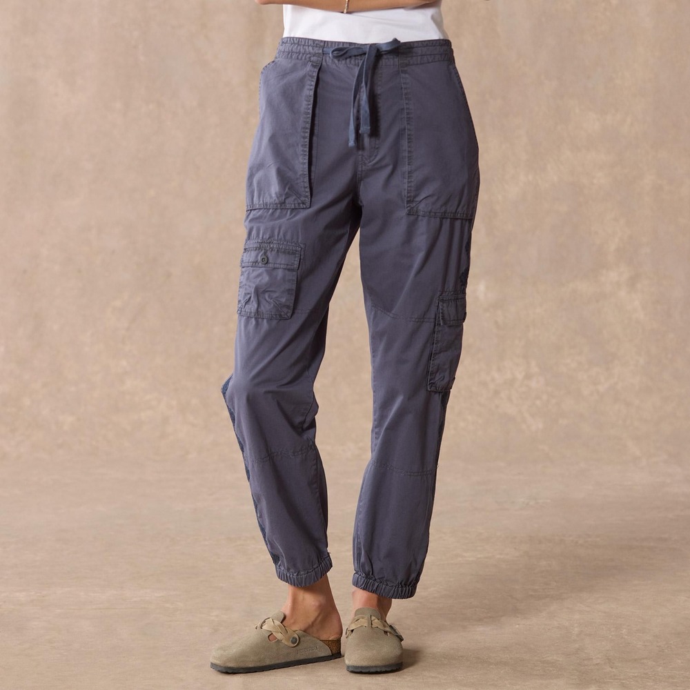 Sundance Geostitch Joggers 10 Blue Linen Cotton Cargo Pants Utility Boho Casual